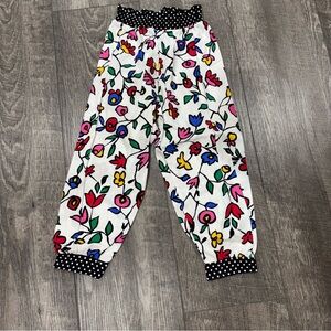 Girls size 5 English Toffee Floral Patterned Pants with Polka‎ Dot Trim